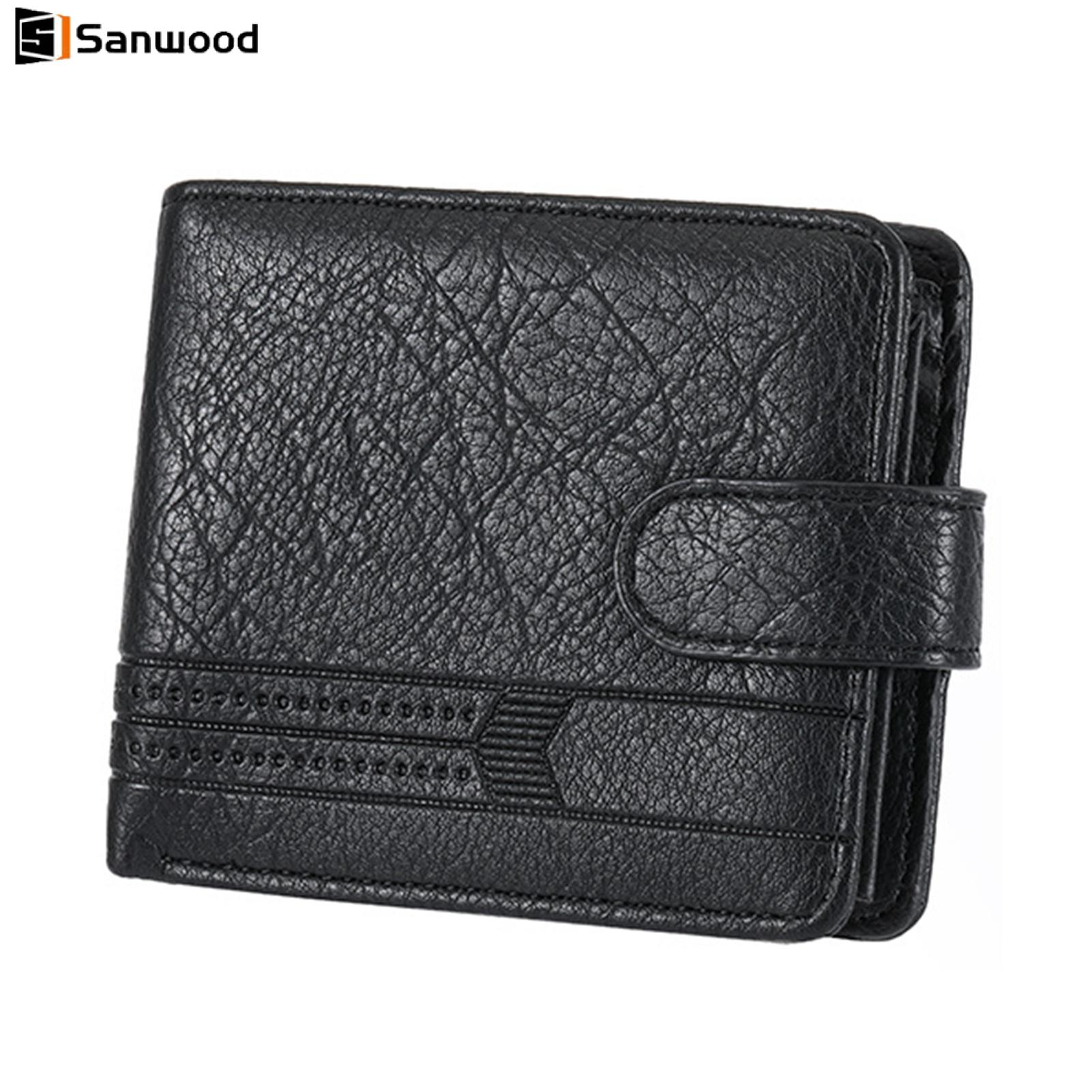 อุปกรณ์ไอทีและแก็ดเจ็ต Sanwood กระเป๋าสตางค์ผู้ชายสั้นกระเป๋าสตางค์พร้อมหน้าต่าง ID กระเป๋าสตางค์ผู้ชายสไตล์มินิมอลพร้อมช่องใส่การ์ดหลายช่องกระเป๋าใส่เหรียญ ID - Slim Travel Daily Use Card Holder ราคา 149 บาท*ส่งฟรี