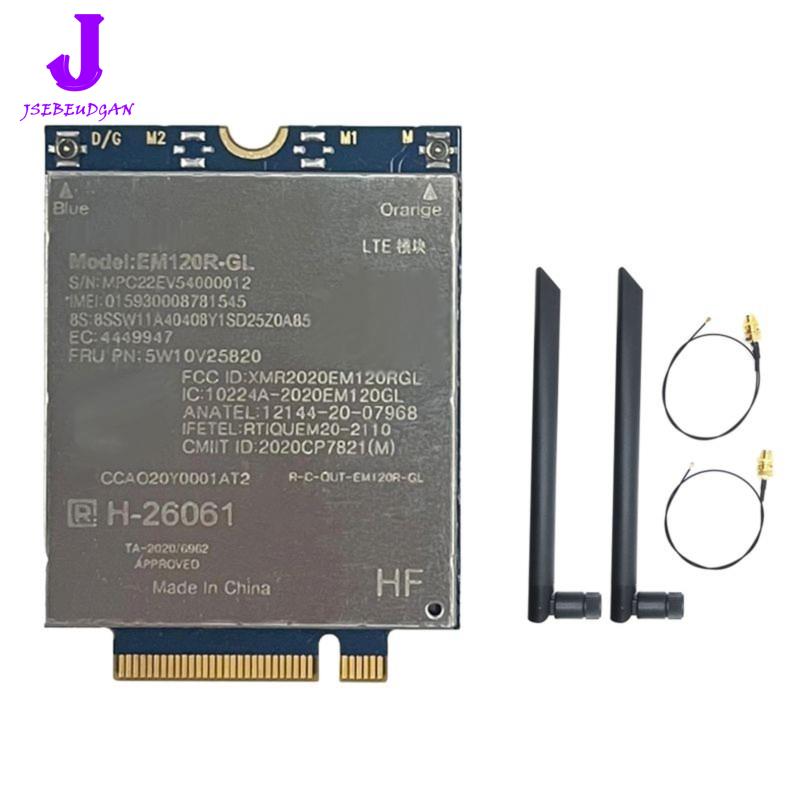 【Huang Li Electronics】EM120R- 4G Module+ 2X8DB Antenna for X1 Yoga 6th X13 Yoga P14s T14 T15 T15s EM120R CAT12 600Mbps M. 2/Key B