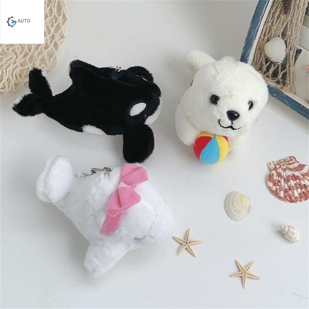 RD5BA7 Loạt Đại Dương Móc khóa cá heo Động vật biển Đồ chơi nhồi bông dây chuyền con dấu Charm túi C