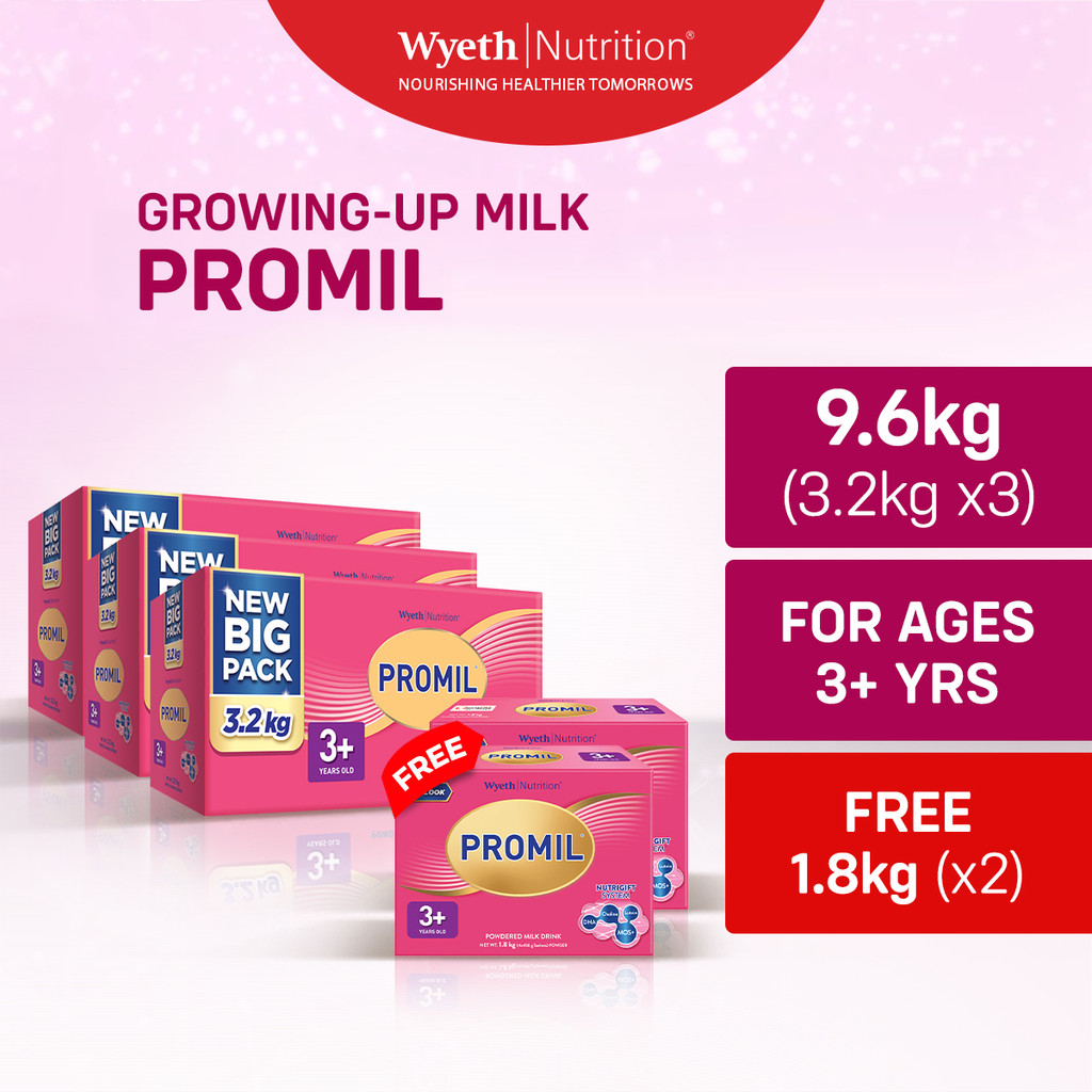 PROMIL Four Growing-Up Milk Powder for Children 3+ Years Old 6.4kg (3.2kg x3) - FREE 3.6kg