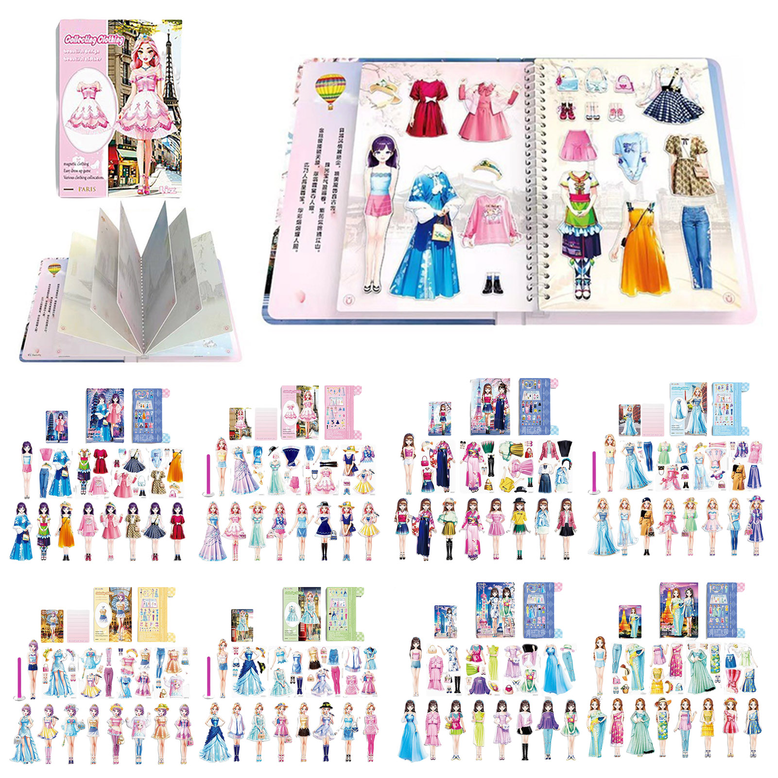 Anime Công Chúa Búp Bê Giấy Đồ Chơi Giáo Dục Từ Dress-up Đồ Chơi Đầm công chúa giấy nam châm Búp Bê 