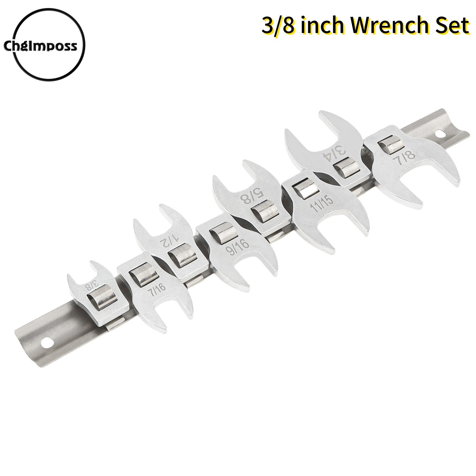 ChgImposs 3/8 inch Open End Wrench Set SAE Wrench Heads and Clip Organizer for Mechanics DIY Work Automotive Repairs Maintenanc ราคา 237 บาท*ส่งฟรี