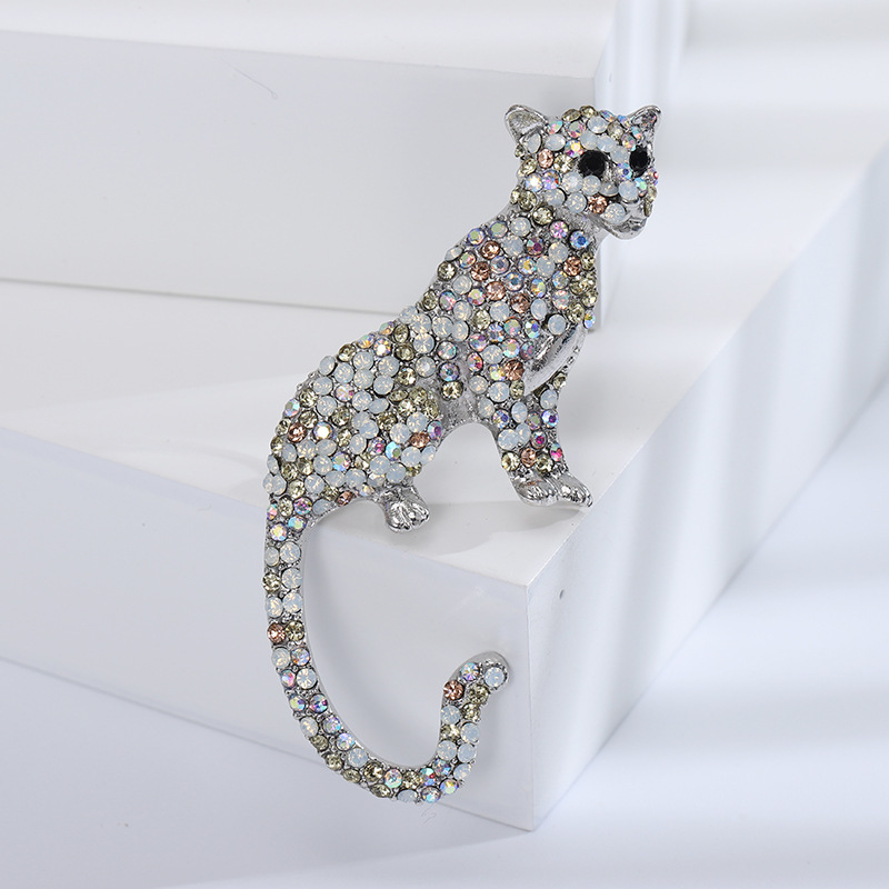 Rhinestone Leopard độc đoán động vật trâm áo cho người đàn ông phù hợp Cheetah Pins quần áo phụ kiện áo khoác thời trang