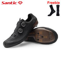 Santic Wide Men Road Cycling Shoes Thermoplastic Carbon Sole ATOP Quick-Lock Buckle Breathable Bike Shoes