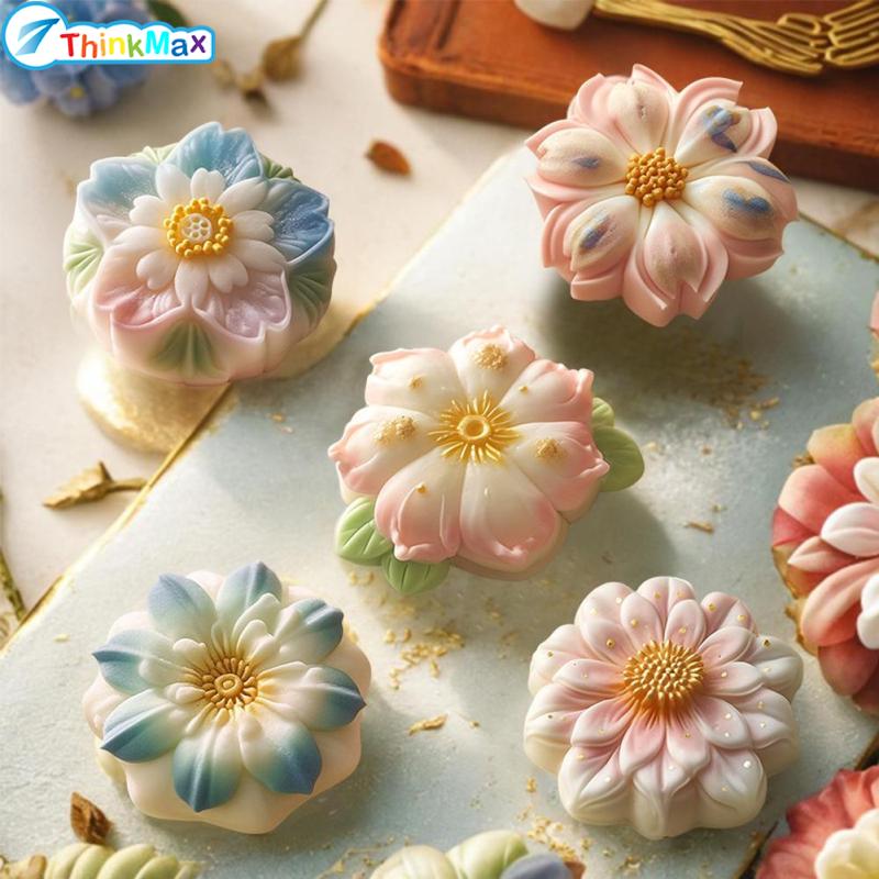 Moon Cake Silicone Models, Reusable Silicone Flowers Designs Pastry Cast, Cherry Blossom Cookie Models Tools For Beginners Chocolate Cake Candle Making ราคา 39 บาท*ส่งฟรี