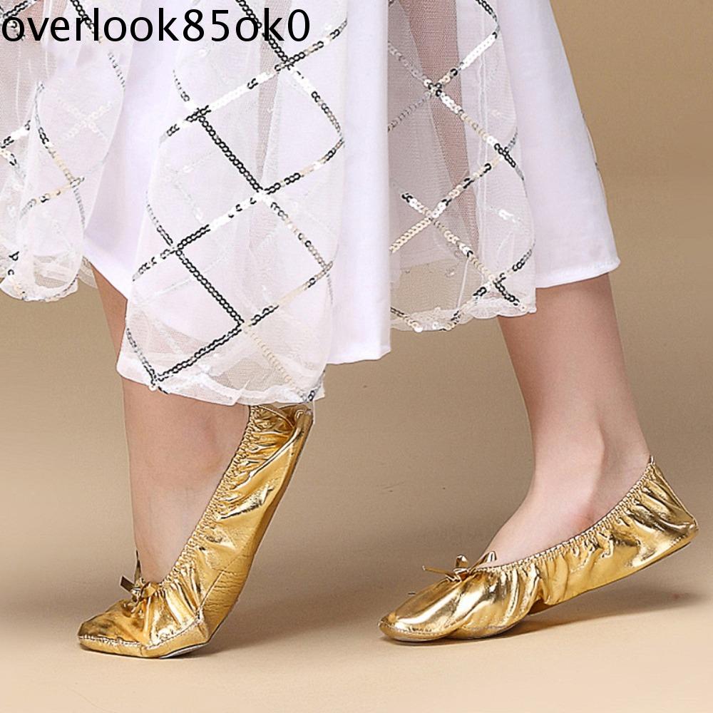 TRASTO Vàng Giày múa bụng Da Nơ Giày búp bê Phong cách Mềm Giày khiêu vũ Ấn Độ Bé gái