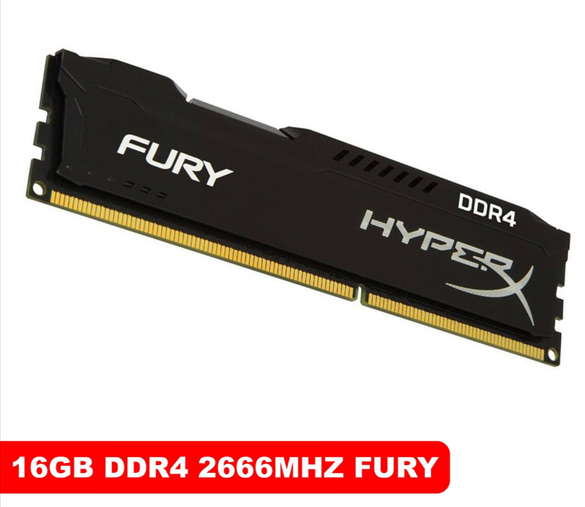 Ram máy tính bàn. DDR4 PC 16G/2666 KINGSTON HyperX Fury Công Ty (Box)