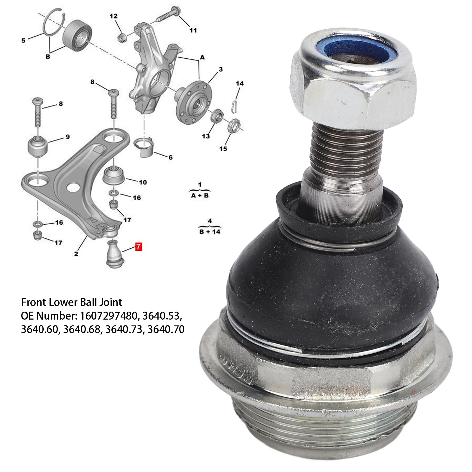 Khớp cầu bên dưới xe trước cường độ cao vật liệu kim loại và ổn định cho berlingo C4 307 308 508 3008 5008 đối tác chuyên gia