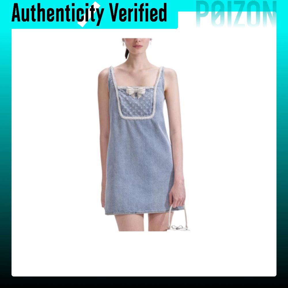 ชุดเดรสแฟชั่นสตรี Self Portrait Slip es ผู้หญิง Light Denim Blue Square Collar Moderate Short SWF362Y26800 ราคา 34,218 บาท*ส่งฟรี