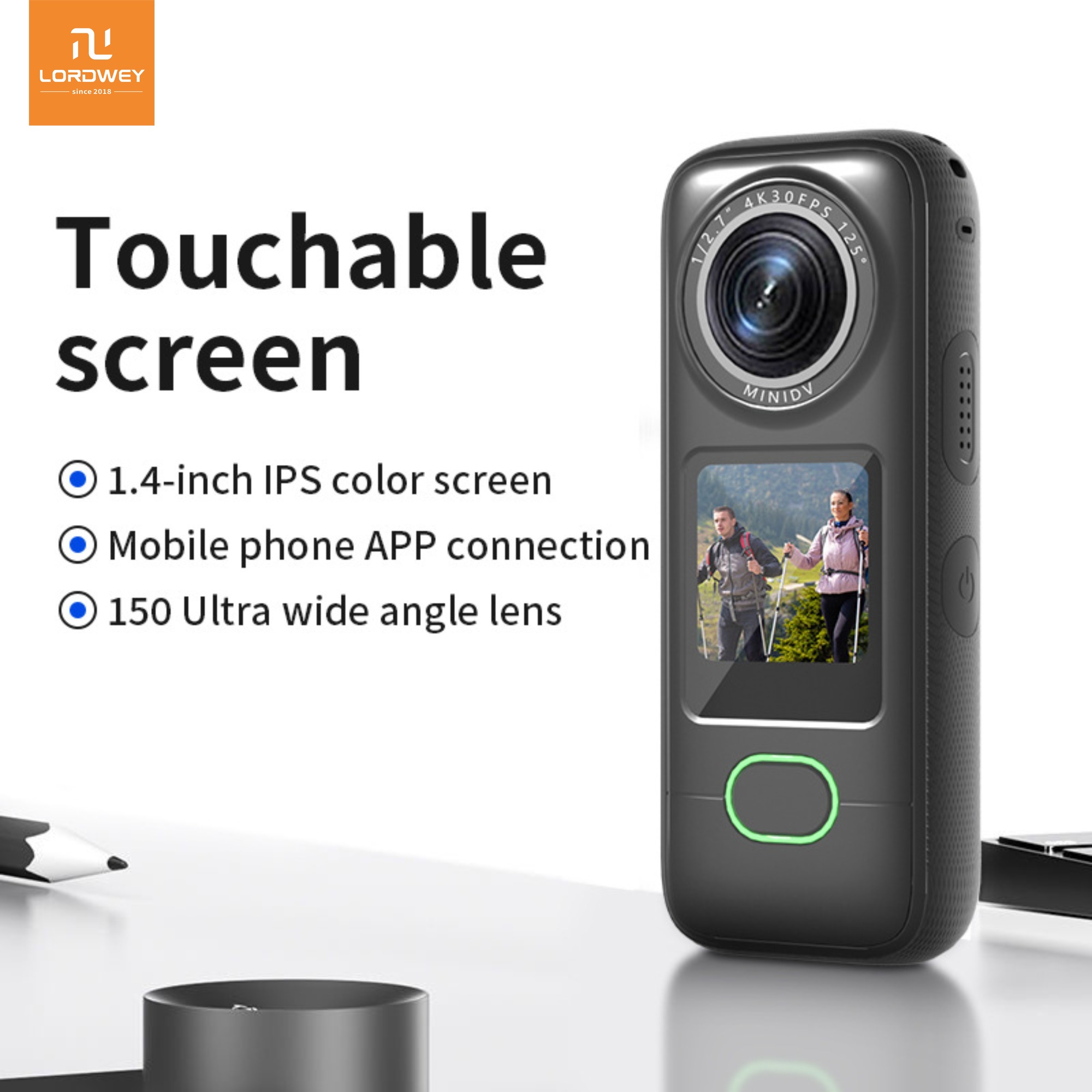 LORDWEY | 4K Action Camera WiFi Sports Camera 150 ° Wide Angle Lens 1.4 "Touch Control Screen Anti-Shake IPX6 Waterproof for Outdoor Sports Camera Suitable for Bicycles and Motorcycles ราคา 4,237 บาท*ส่งฟรี