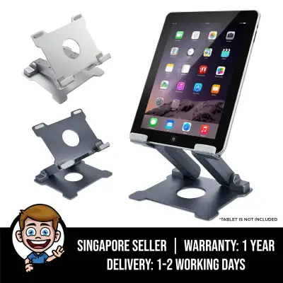 Tablet Stand, Adjustable Foldable Eye-Level Aluminum Solid Up to 15-in Tablets Holder for Microsoft Surface Series Tablets, iPad Series, Samsung Galaxy Tabs, Amazon Kindle Fire