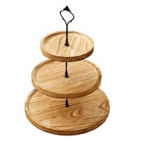 KANNERT Trang trí Đế bánh cupcake bằng gỗ Có thể tháo rời 2/3 lớp Đĩa trái cây tầng tròn Mộc mạc Cứng cáp Kệ để bánh Cupcake Tiệc sinh nhật