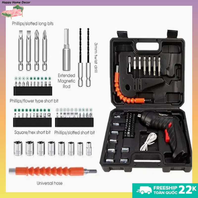 🌟🌟! !47 cái 3.6V Bộ tuốc nơ vít điện 1800mAh chạy bằng pin xách tay không dây điện Screwdriver với đèn LED