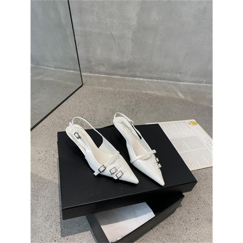 Giày Sandal Cao Gót Mũi Nhọn Phối Khóa Kim Loại Kiểu Pháp Đế 5cm Sang Trọng Khí Chất Cho Nữ CG16 
Taoladyshoes - 6