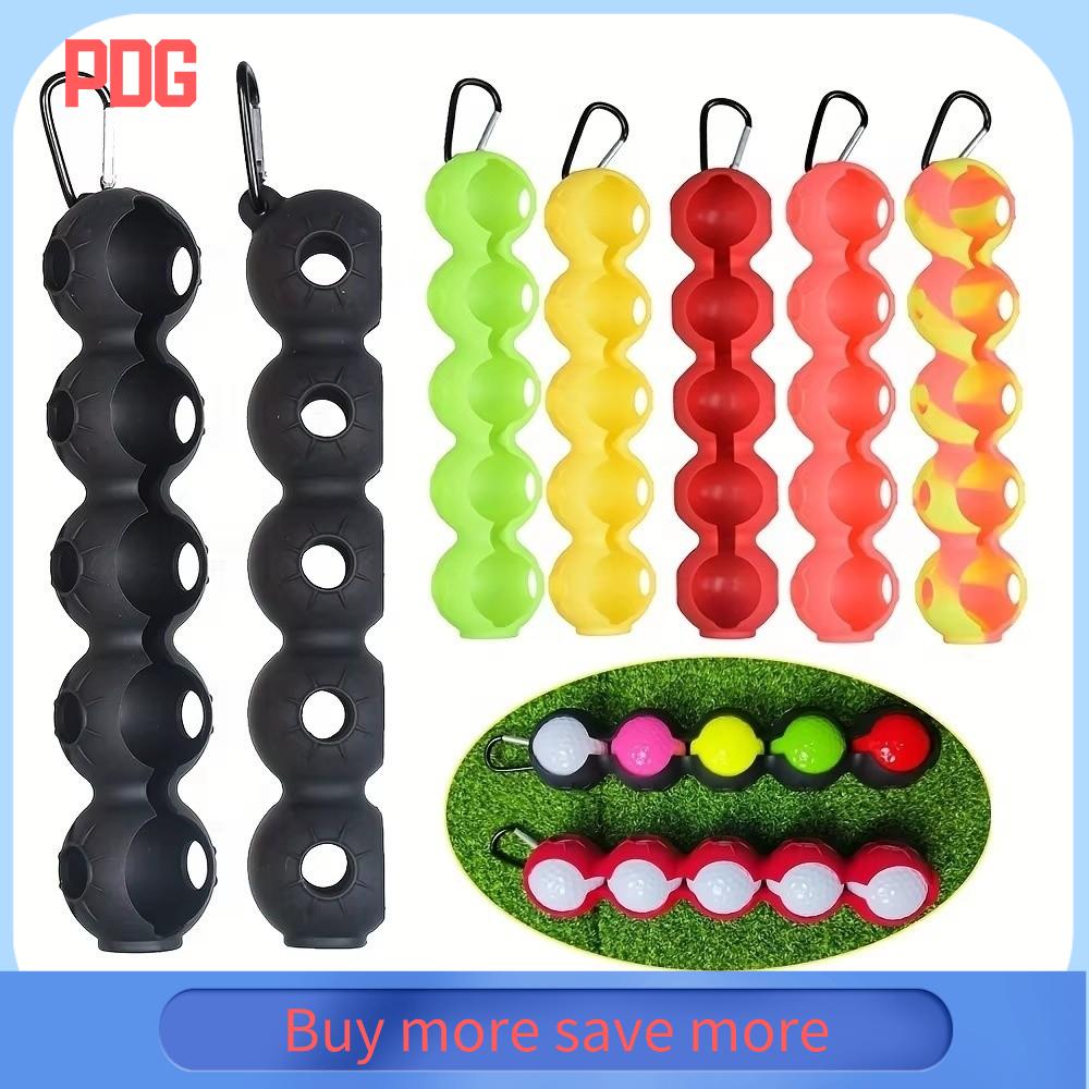 PDG Silicon Giá đỡ bóng golf Nhẹ Chứa được 5 quả bóng Túi đựng bóng golf Di động Có móc Phụ kiện Golf