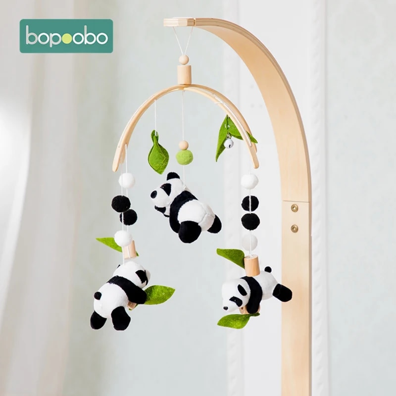 Newborn Panda Bamboo Leaf Bed Bell Toys 0