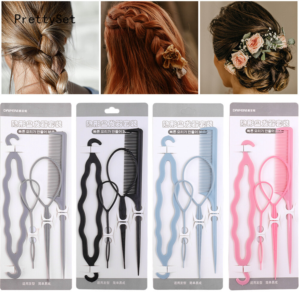 4 cái/Bộ thời trang nữ tóc cuộn công cụ Kẹp Tóc Nhựa Kẹp tóc vô hình Fluffy kiểu tóc Bộ dụng cụ