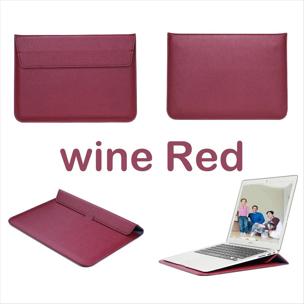New PU Leather Mail sack Sleeve Bag Case Stand For Macbook Air Pro Retina 11 12 13 15 Notebook Lapto