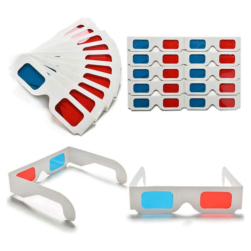 [PIA Store] Selected3D Glasses, 20 Pairs Red and Blue Paper Stereo Lenses for Set Anaglyph Paper 3D Glasses