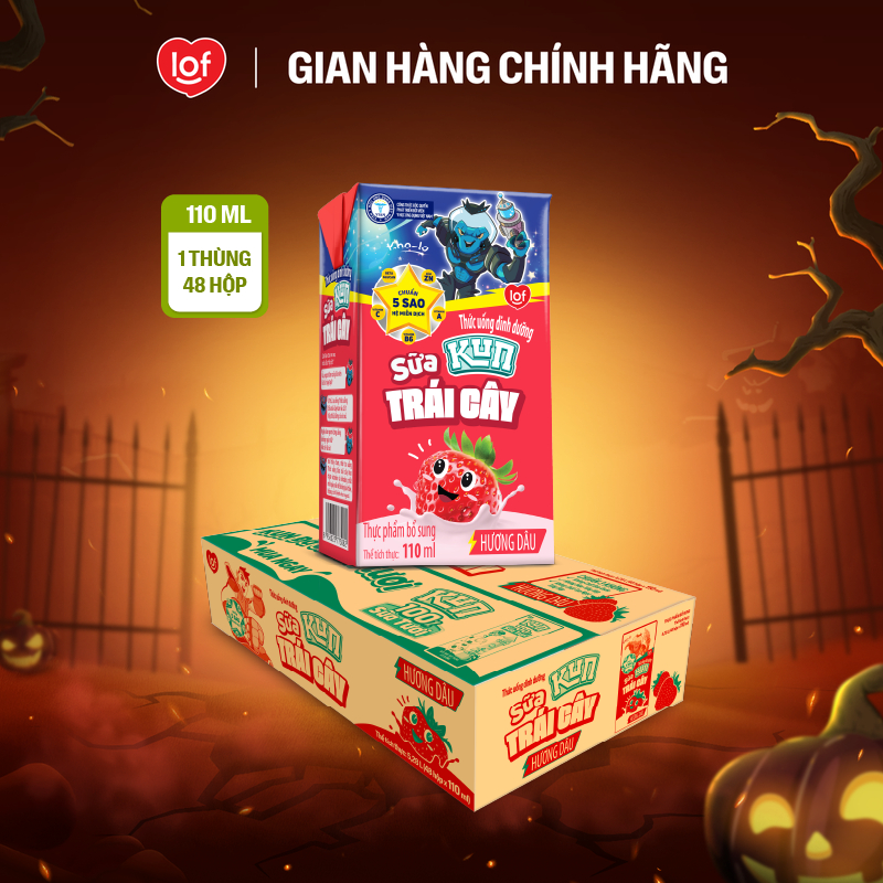 Sữa trái cây KUN vị dâu thùng 48 hộp x 110ml