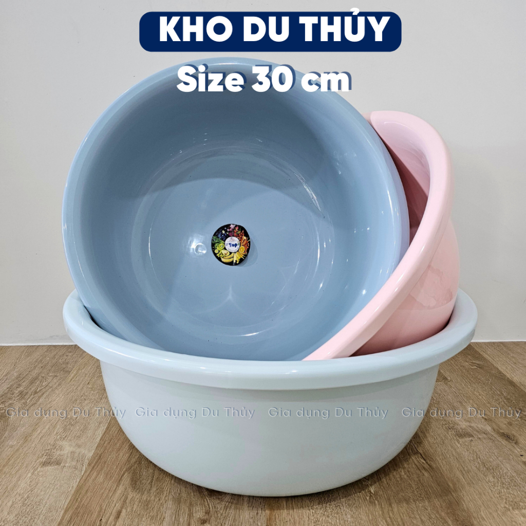 Thau nhựa tròn màu pastel sang trọng size nhỏ 30 cm nhựa PP chính phẩm - Gia dụng Du Thủy - thau Top Tý Liên