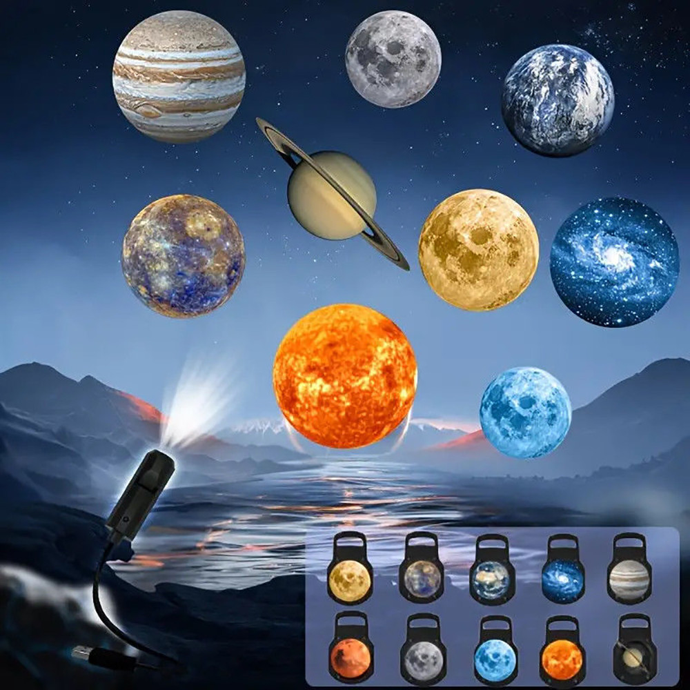 KUESICR [Low Price]LED Star Galaxy Lamp Moon Earth Wall Decor Switchable Pattern Projection Night Light