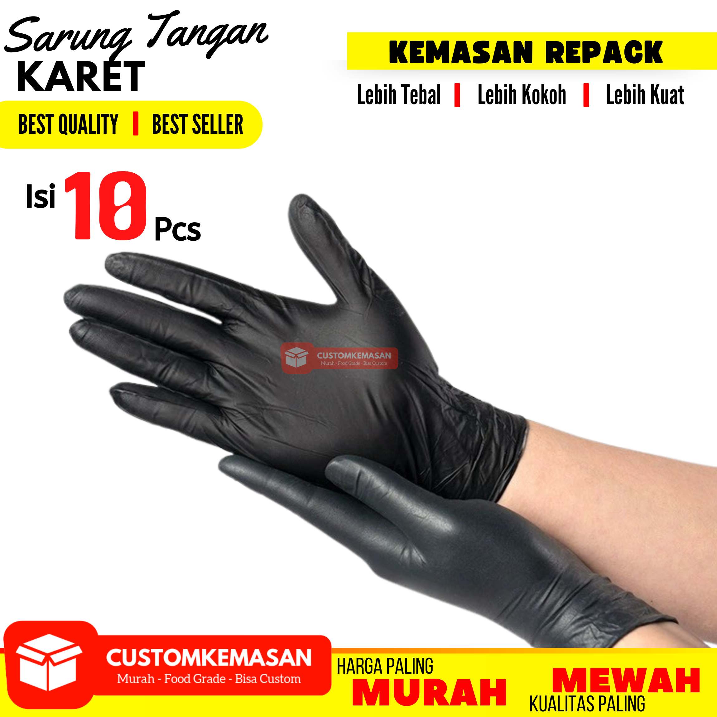Sarung Tangan Karet Isi 10 Pcs / Sarung Tangan / Sarung Tangan Siteril  / Sarung Tangan Bestaft Nitrile - Merek Tidak Ada Merk Harga 9,290 rupiah*Gratis Ongkir