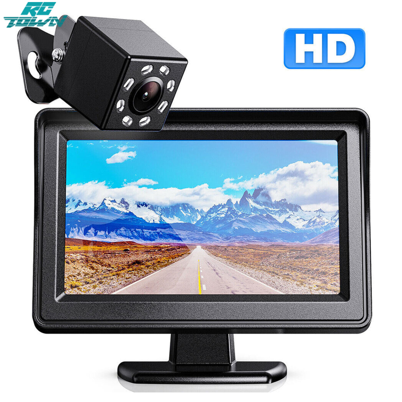 4.3 inch Màn hình LCD màn hình camera dự phòng 8 đèn LED không thấm nước chiếu hậu camera đậu xe lùi hiển thị cho xe tải chở hàng xe SUV