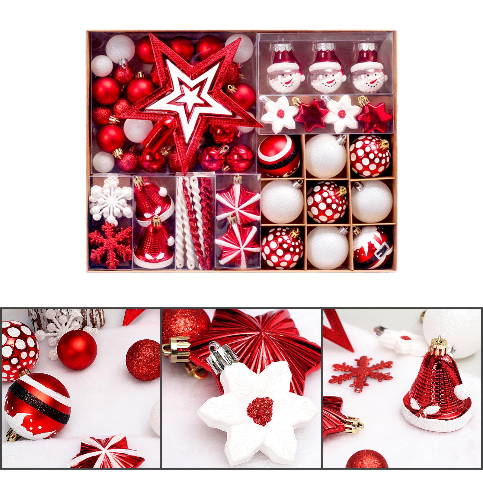 LLwell 80Pcs Christmas Ball Ornaments Set Xmas Balls Decorative DIY Projects Christmas Baubles for Birthday Party Favors Backyard