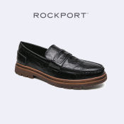 Rockport Men's Black Maverick Leather Slip-on Loafers