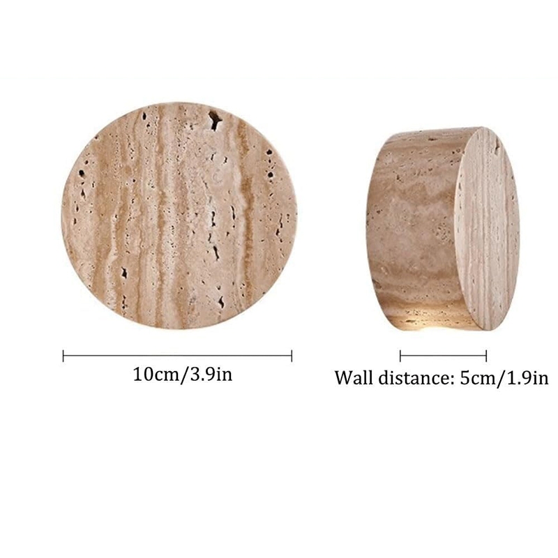 Japanese Yellow Travertine Wall Lamp Vintage Bedroom Bedside Round Wall Light Living Room Wall Lamp Hallway/Staircase Wall Sconces Wabi Sabi Light