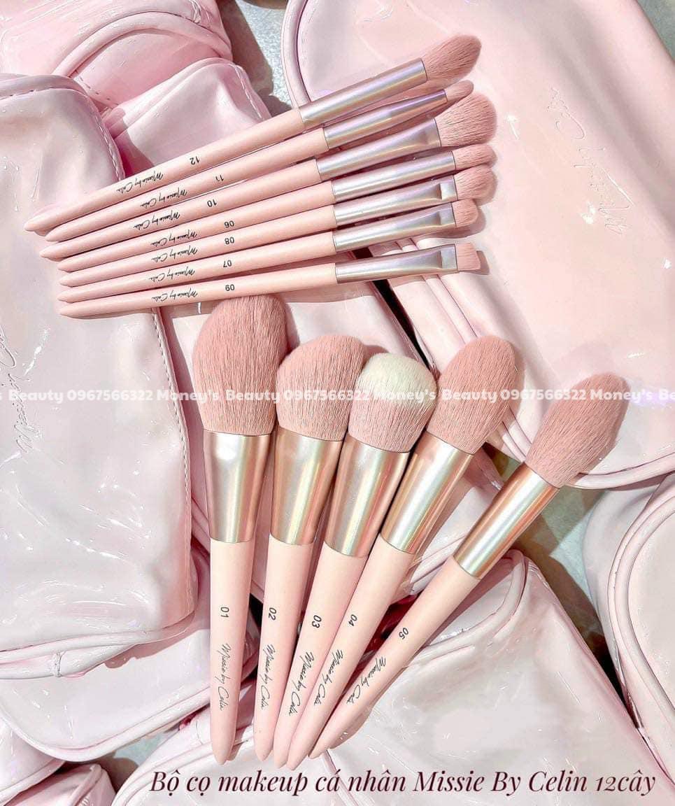 Bộ Cọ Trang điểm makeup cá nhân Missie By Celin 12 Cây kèm Ví