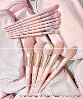 Bộ Cọ Trang điểm makeup cá nhân Missie By Celin 12 Cây kèm Ví