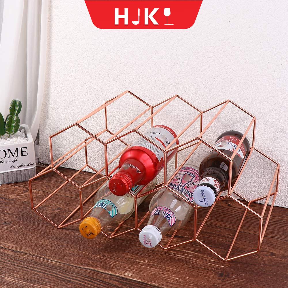 HJKL Hiện đại Kim loại Trang trí Hình lục giác Tiết kiệm không gian Tổ ong Đựng chai rượu Giá đựng rượu Giá rượu Giá trưng bày rượu vang