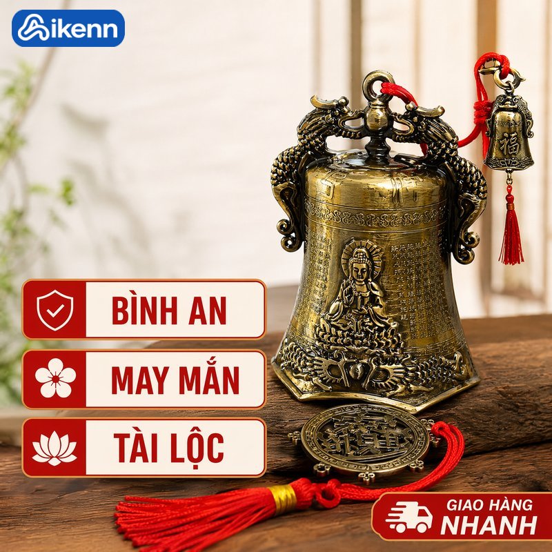Aikenn Chuông gió đồng cổ điển treo cửa âm vang trang trí nhà bàn làm việc góc học tập phong thủy quà tặng tân gia