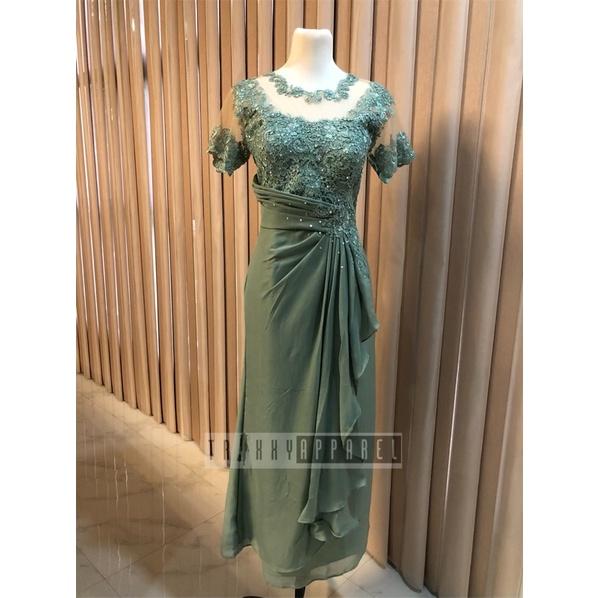 sage green dress for principal sponsor Entourage gowns in mikado sage green for the wedding of #kayevictornafinally