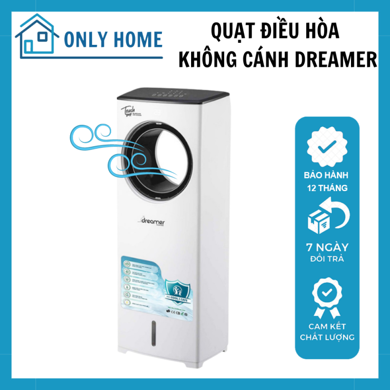 Quạt điều hòa hơi nước không cánh DREAMER DHA-ACB111W, tạo ion âm diệt khuẩn làm mát không khí, tặng kèm 2 cục đá khô Gia dụng Only Home