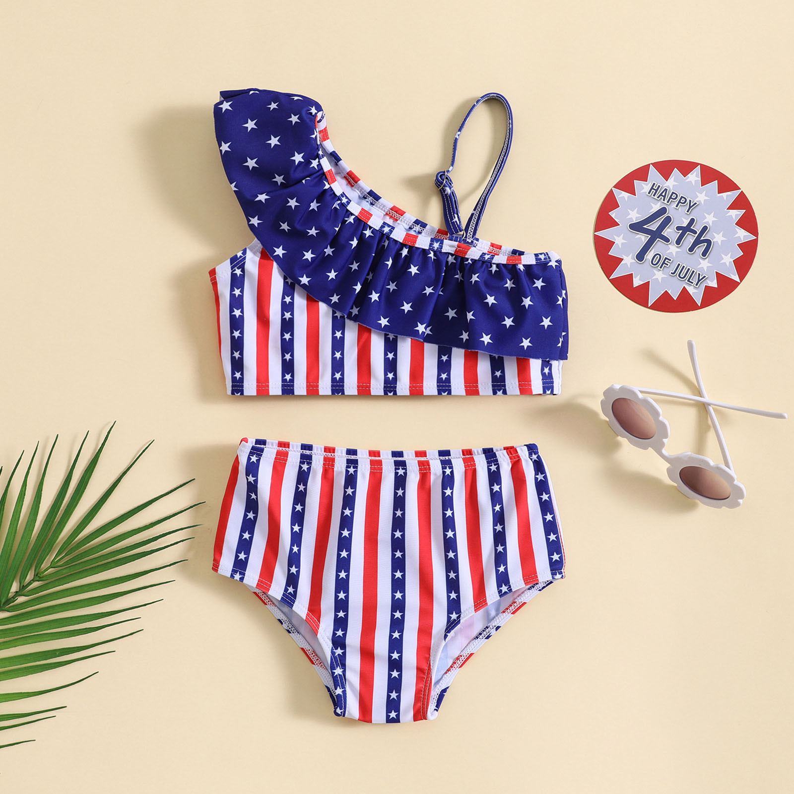 Girls Slim Swimsuit Summer Toddler Girls Independence Day 4th Of July Star
