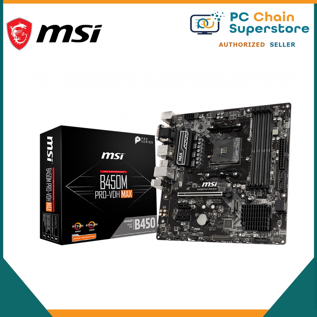 MSI B450M PRO-VDH MAX mATX Motherboard - 4 DIMM