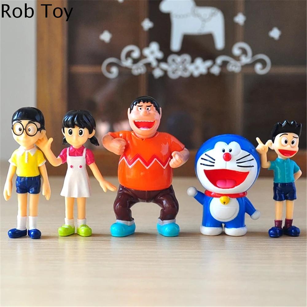 ROB TOY PVC 5 cái / bộ Hình mẫu Hành động tượng Búp bê đồ chơi Hình búp bê Đôrêmon Con số hành động Nobita Nobi Minamoto Shizuka