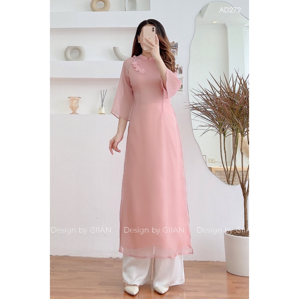 Áo Dài Voan tơ Mieso vải voan mềm may 4 tà hoa tiết basic nhẹ nhàng mà sang chảnh- Áo dài Mieso