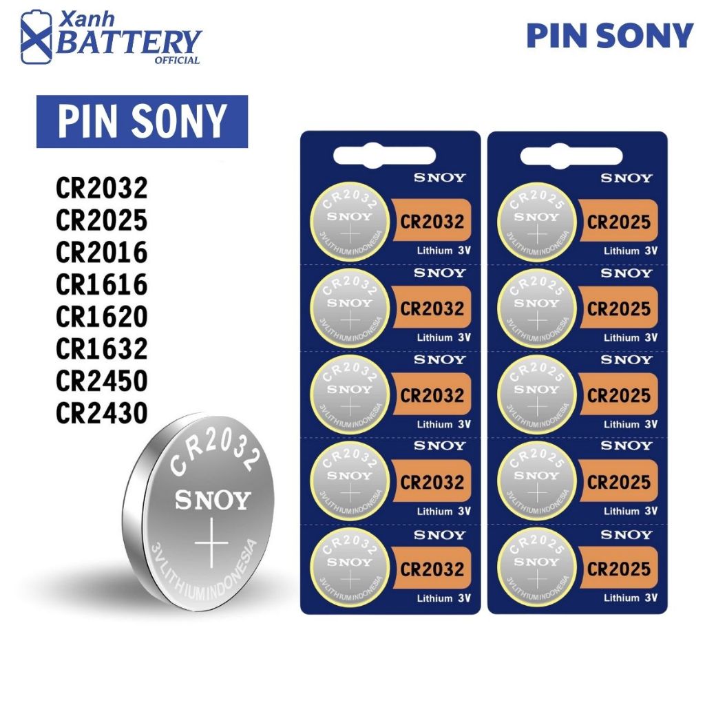 1 Vỉ 5 Viên Pin đồng hồ Sony CR2032 / CR2025 / CR2016 / CR1632 / CR1620 / CR1616 / CR1220 / CR2450 / 2430 lithium 3v