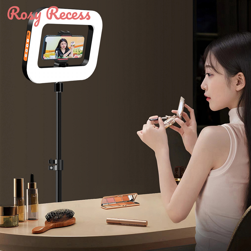 Rosy RECESS sạc phát sóng trực tiếp chuyên dụng cầm tay Vòng bổ sung ánh sáng thỏ lồng điện thoại di động cầm tay để bàn ánh sáng nhiếp ảnh