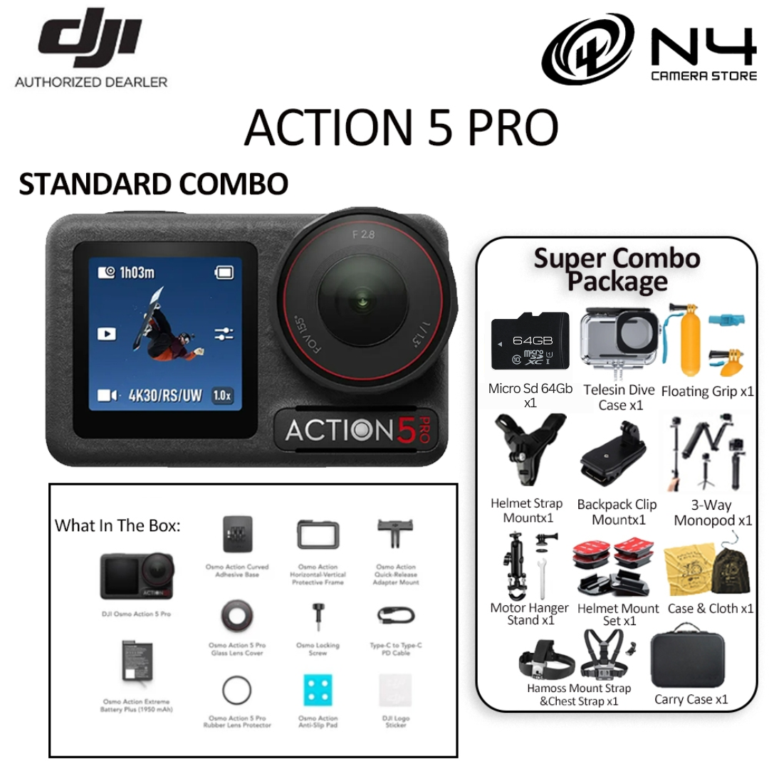 DJI Osmo Action 5 Pro - Action Camera | Revolutionary Imaging Performance With an All-New 1/1.3″ Sensor Harga 1,699 Ringgit*Penghantaran Percuma