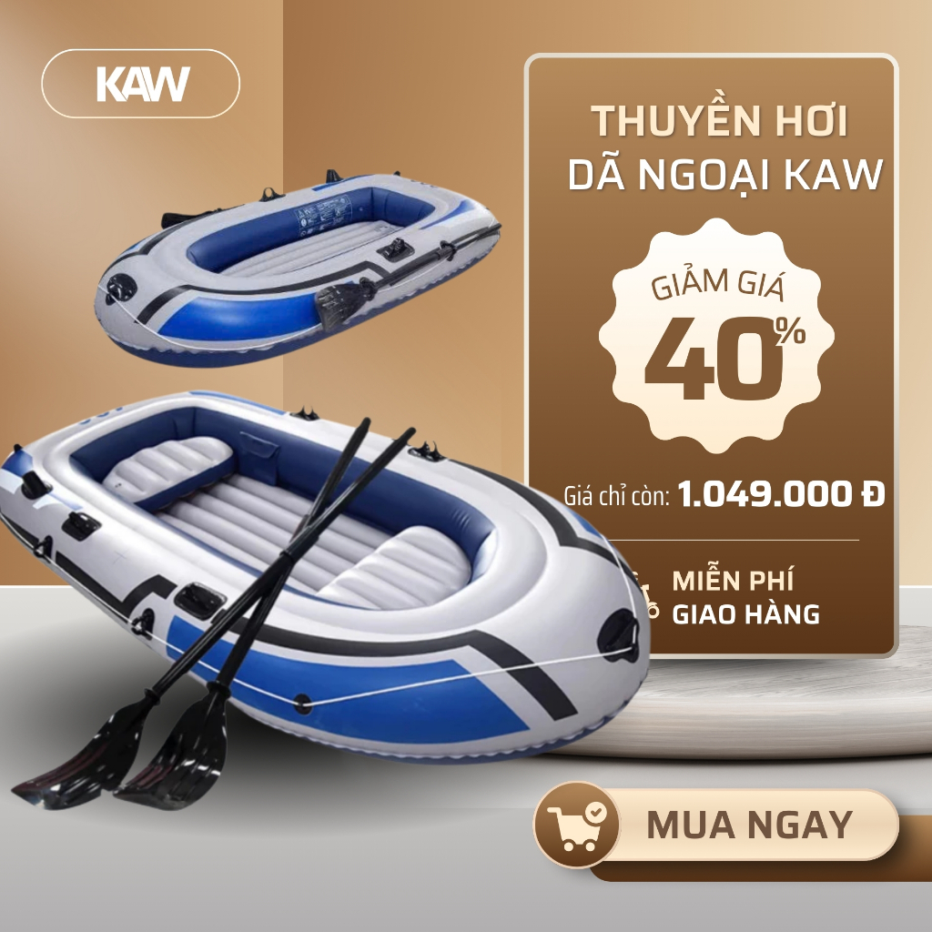 Thuyền Hơi Cao Cấp KAW Du Lịch Dã Ngoại 2-3 Người Siêu Dày,Bền-Tặng Kèm Bơm Tay Di Động, BH 12 Tháng
