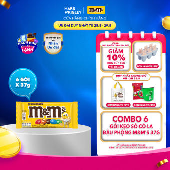 Combo 6 gói Kẹo Sô Cô La Đậu Phộng M&M'S 37g