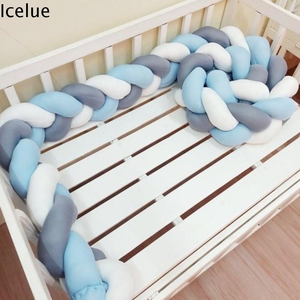 ICELUE Lông mềm mại Chắn giường cho trẻ sơ sinh Thoáng khí Làm thủ công Chắn giường Đệm nhung thắt nút Chống va chạm Gối thắt nút Giường trẻ em