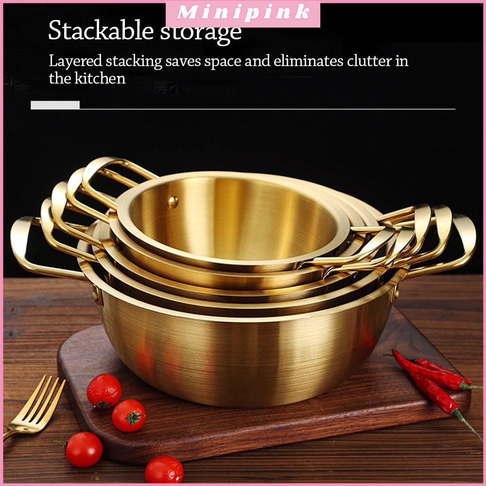 MP2QZ97I5 mini Nồi mì ramen Thép không gỉ có nắp Lẩu  Tai đôi Nồi súp Dụng cụ nấu ăn cắm trại
