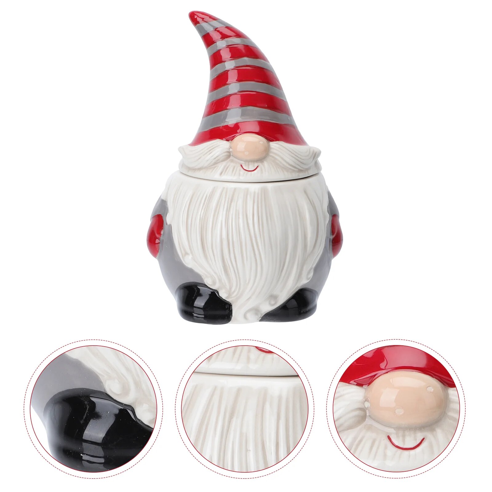 【Customizable】 Ceramic Gnome Cookie Jar Gnome Air Tight Cookie Jar Salt Pepper Container Handpainted Tea Can Candy Storage Can For