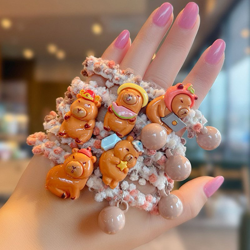 Chun Nhún Buộc Tóc Gắn Charm Capybara/Loopy/Thỏ Cute